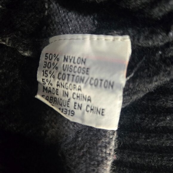 Y2K Striped Hooded Skinny Sweater Size S Emo Grunge Gray Black Long Henley - Picture 9 of 9